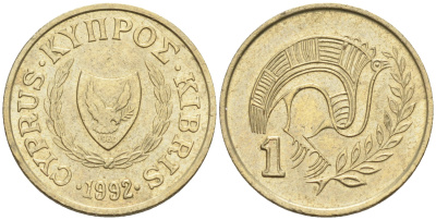 Кипр 1 цент 1992  KM 53.3 никель латунь    4115-366