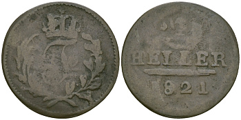 Саксен-Гильдбурггаузен 1 геллер 1821 KM 140 медь 99-761