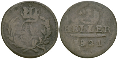 Саксен-Гильдбурггаузен 1 геллер 1821 KM 140 медь 99-761