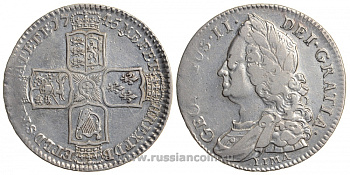 Великобритания 1/2 кроны 1745 LIMA, Георг II (1727-1760) KM 584.3, Spink 3695 серебро 00-819-32