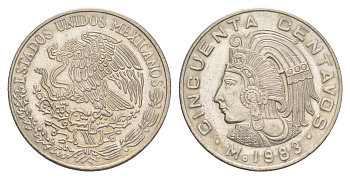 Мексика 50 сентаво 1983 Mo KM 452 медно-никель UNC 4637-554