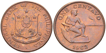 Филиппины 1 сентаво 1963 KM 186 бронза 218-1149