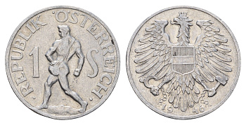 Австрия 1 шиллинг 1946 KM 2871 алюминий 4671-555