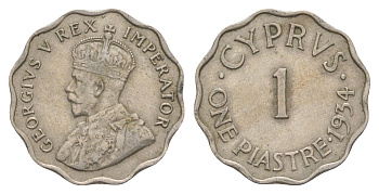 Кипр 1 пиастр 1934 Георг V (1910-1936), год-тип KM 21 медно-никель 4652-317