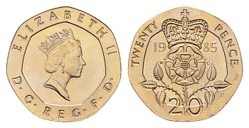 Великобритания 20 пенсов 1985 Елизавета II (1952-2022) KM 939, Spink 4361 (G2) медно-никель UNC 4674-1024