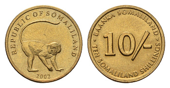 Сомалиленд 10 шиллингов 2002 год-тип KM 3 латунь UNC 4674-1244