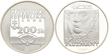 Словакия 200 крон 2006 200 лет со дня рождения Карол Кузманый (1806-1866) KM 87 серебро PROOF 01-234-23