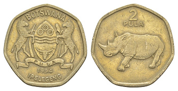 Ботсвана 2 пулы 1994 Белый носорог KM 25 никель латунь 51-2523