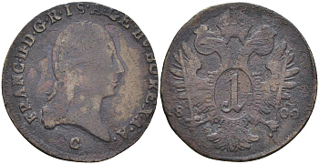 Австрия 1 крейцер 1800 С, Франц II (Франц Иосиф Карл) (1792-1806) KM 2111 медь 63-1027