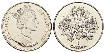 Гибралтар 1 крона 1997 Пион KM 540 медно-никель BU 1524-1933