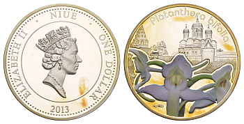 Ниуэ 1 доллар 2013 Орхидеи - Platantera Bifolia, тираж 5.000 экземпляров серебро BU 7-5-2-01