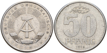 ГДР 50 пфеннигов 1958 A KM 12.1 алюминий 98-1135