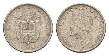 Панама 1/10 бальбоа 2008 KM 127 медь плакированная медно-никелем 4160-513