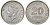 Британская Малайя 20 центов 1939 Георг VI (1937-1952) KM 5 серебро 53-416