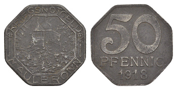 Маульбронн 50 пфеннигов 1918 Funck 325.3, Men05 16426.3, Men18 20605.3 железо 4636-1056