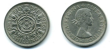 Великобритания 2 шиллинга (флорин) 1966 Елизавета II (1952-2022) KM 906, Spink 4146 медно-никель 4110-1525