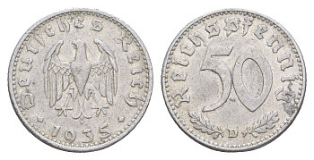 Германия 50 рейхспфеннигов 1935 D KM 87, J. 368 алюминий 4648-1042