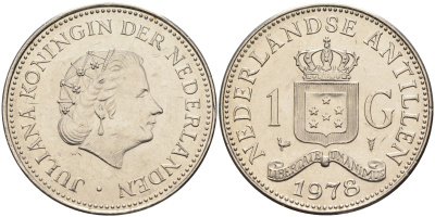 Нидерландские Антилы 1 гульден 1978 Юлиана (1948-1980) KM 12 никель 4141-1256