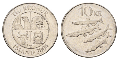 Исландия 10 крон 2006 рыбы KM 29.1a сталь плакированная никелем 4691-311