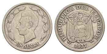 Эквадор 1 сукре 1937 KM 78.1 никель 4178-532