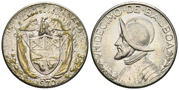 Панама 1/10 бальбоа 1970  KM 10 медь плакированная медно-никелем  aUNC  4609-857