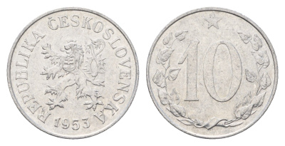Чехословакия 10 геллеров 1953 KM 38 алюминий 4684-132