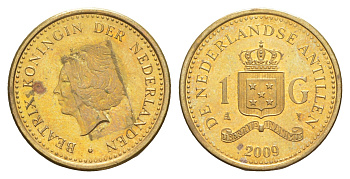 Нидерландские Антильские острова (Нидерландские Антилы) 1 гульден 2009 KM 37 сталь плакированная бронзой UNC 4631-1154