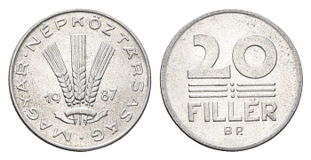 Венгрия 20 филлеров 1987 BP KM 573 алюминий 4664-1235