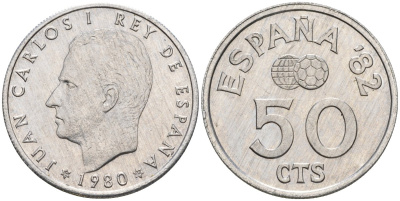 Испания 50 сентимо 1980 Хуан Карлос I (1975-2014) KM 815 алюминий 4388-1027