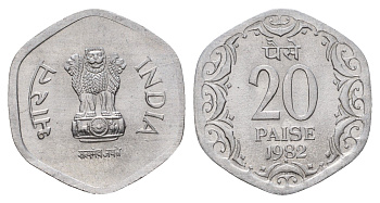 Индия 20 пайс 1982 KM 44 алюминий UNC 4688-1155