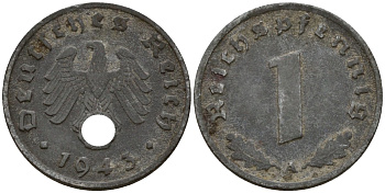 Германия 1 рейхспфенниг 1943 A KM 97, J. 369 цинк 4189-823