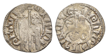 Киликийская Армения трам 1226-1271 Хетум I и царица Забель, держат крест/лев с патриаршим крестом  серебро    1516-423