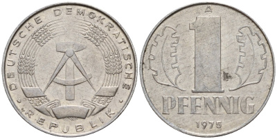 ГДР 1 пфенниг 1975 A KM 8.1 алюминий 105-1224