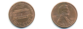 США 1 цент 1999 D, Авраам Линкольн KM 201b цинк плакированный медью UNC 179-526