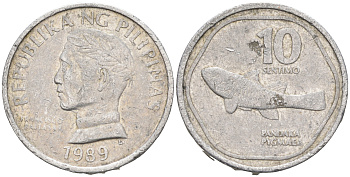 Филиппины 10 сентимо 1989 FAO, рыба KM 240.2 алюминий    4595-951