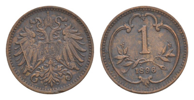 Австрия 1 геллер 1896 Франц Иосиф I (1848-1916) KM 2800 бронза 4636-126