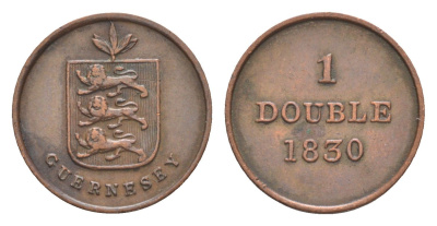 Гернси 1 дабл (дубль) 1830 KM 1 медь 75-829