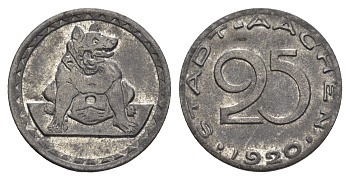 Аахен 25 пфеннигов 1920 Funck 1.10, Men05 70.26, Men18 99.26 железо 4548-1135