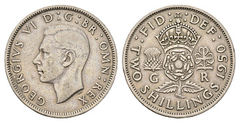 Великобритания 2 шиллинга (флорин) 1950 Георг VI (1936-1952) KM 878, Spink 4107 медно-никель 4183-336