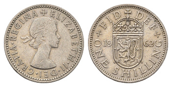 Великобритания 1 шиллинг 1962 Елизавета II (1952-2022), Шотландский герб KM 905, Spink 4148 медно-никель 4629-411