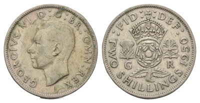 Великобритания 2 шиллинга (флорин) 1950 Георг VI (1936-1952) KM 878, Spink 4107 медно-никель 4183-343