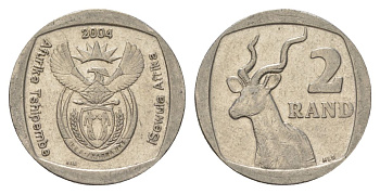 ЮАР 2 ранда 2004 KM 336 медь плакированная никелем 4626-1256