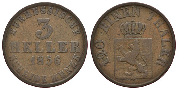 Гессен-Кассель 3 геллера 1856 KM 612 медь 186-555