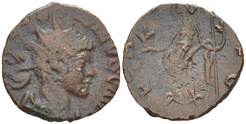Римская Империя, императоры в Галлии антониниан 273 - 274 Тетрик II, C PIV ESV TETRICVS CAES, бюст цезаря / PAX AVG, Пация, персонификация мира, Августа Треверов RIC 247 биллон 1073-24-34