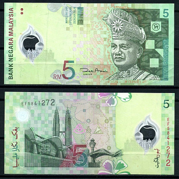 Малайзия 5 ринггитов ND (2004) султан Туанку Абдул Рахман, серия EF Pick 47(1) пластик 7207-31-2-1