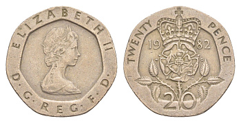 Великобритания 20 пенсов 1982 Елизавета II (1952-2022) KM 931, Spink 4230 (G1) медно-никель 4639-815