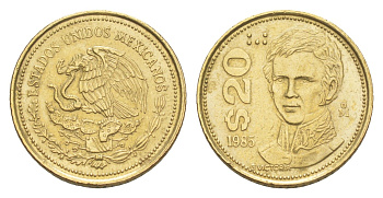 Мексика 20 песо 1985 Мо, Гуаделупе Виктория KM 508 латунь 4636-529