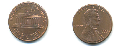 США 1 цент 1993 Авраам Линкольн KM 201b цинк плакированный медью UNC 179-448