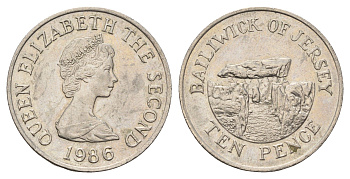 Джерси 10 пенсов 1986 Ла-Хуг-Би, Елизавета II (1952-2022) KM 57.1 медно-никель 4178-1213