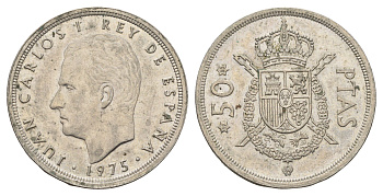 Испания 50 песет 1975 (80) Хуан Карлос I (1975-2014) KM 809 медно-никель 91-1146